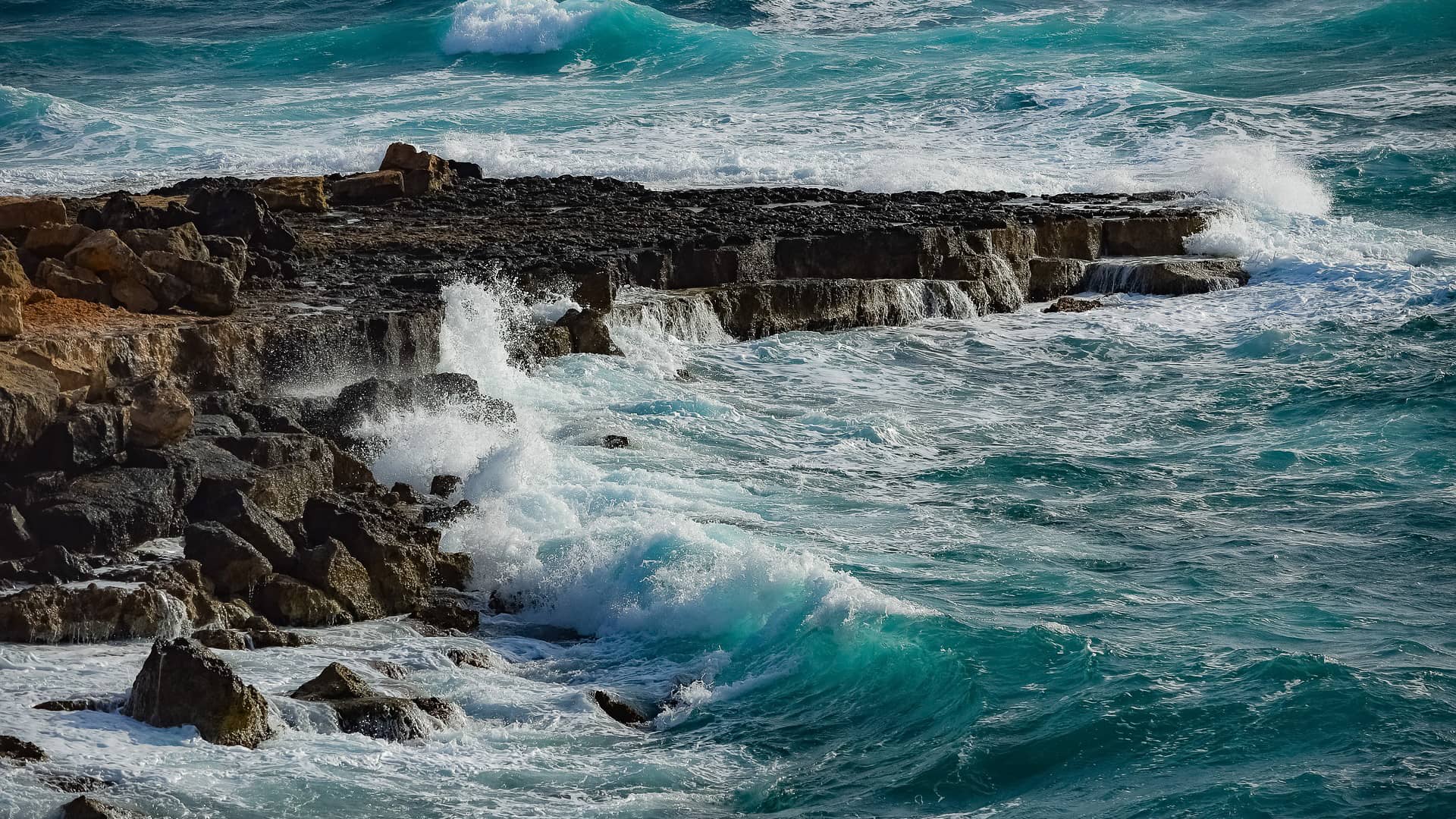 rocky coast waves sea nature  